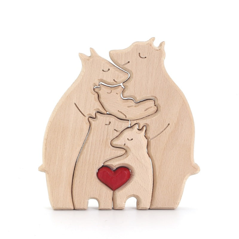 Wholesale of Mother's Day Teddy Bear Family Wooden Ornaments